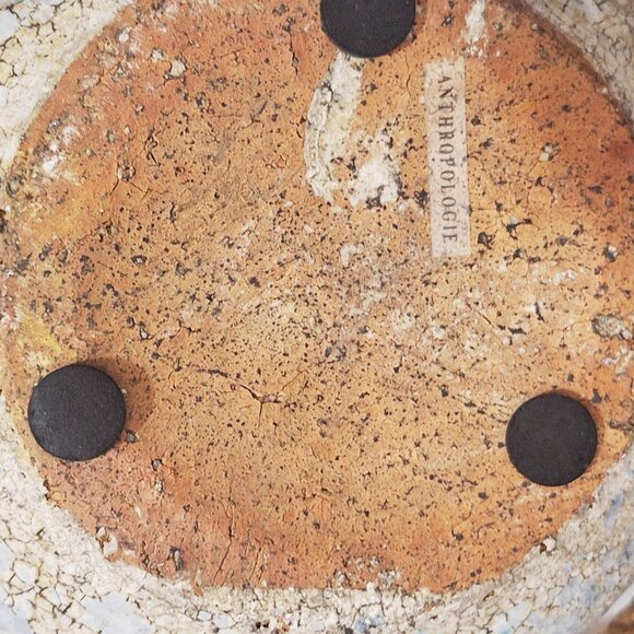 Anthropologie Rope Hanging Earthenware Planter Crackle Blue Glaze 7” Unused - Picture 5 of 6